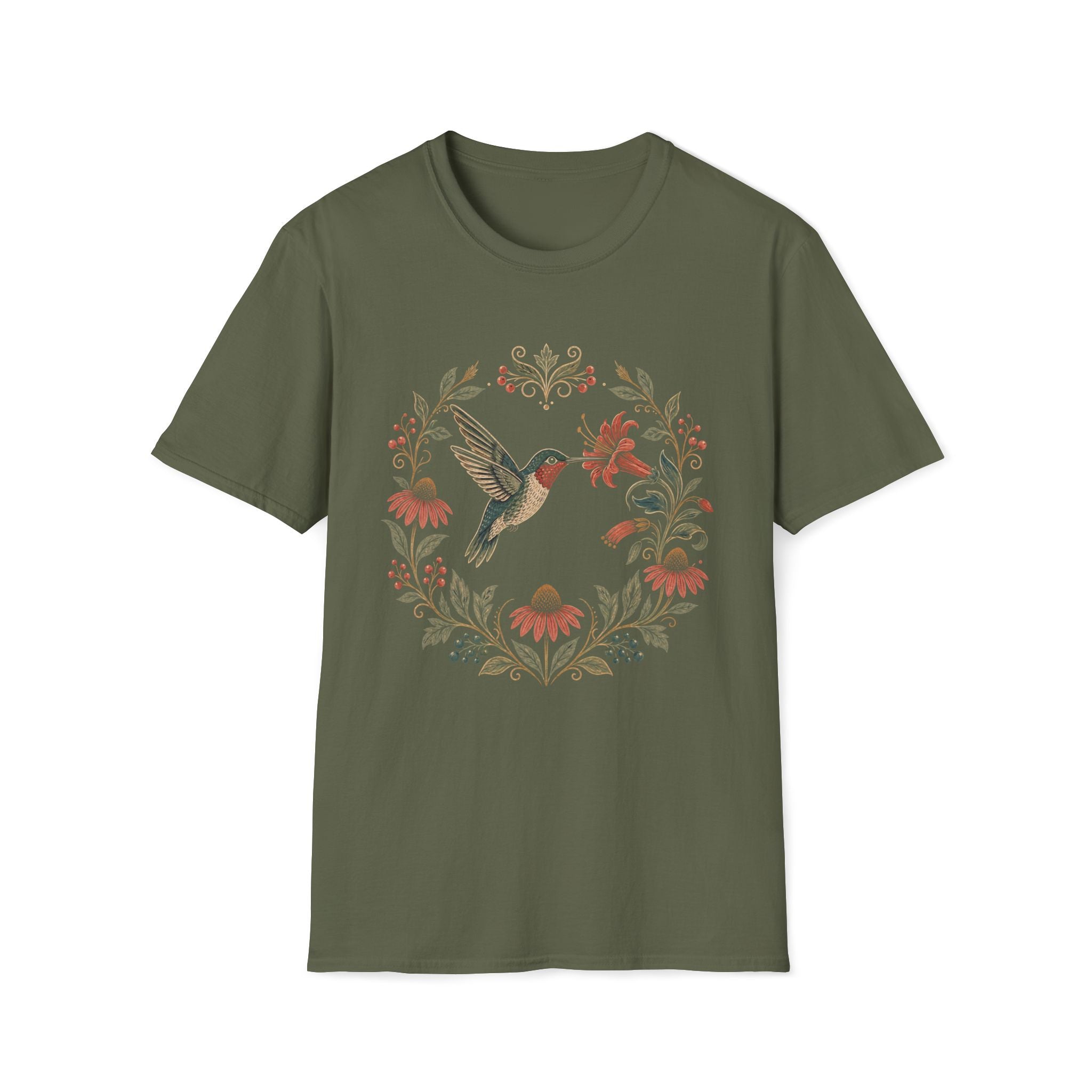 Hummingbird Flower Cirle T-Shirt