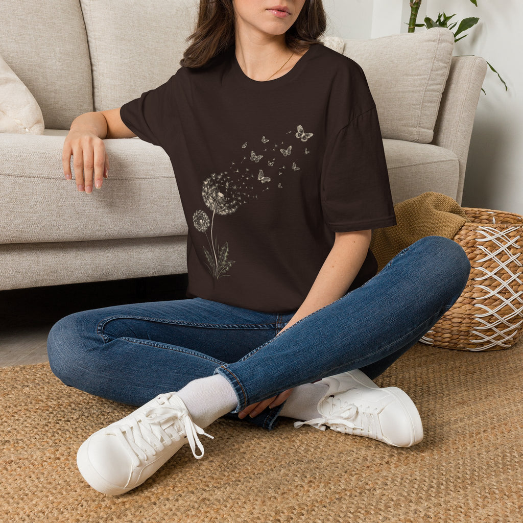 Dandelion Butterfly in the Wind T-Shirt by Zen & Zucchinis Slow Garden Club