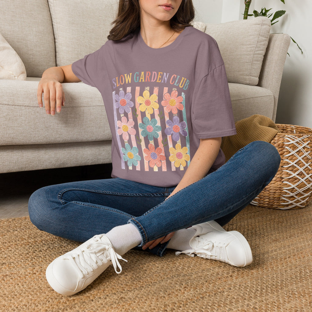 Flower On Stripes Summer Garden T-Shirt