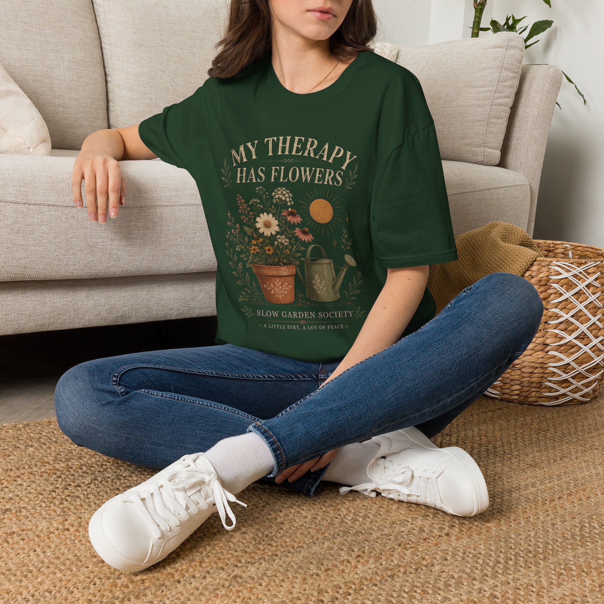 My Therapy Has Flowers T-Shirt by Zen & Zucchinis Slow Garden Club
