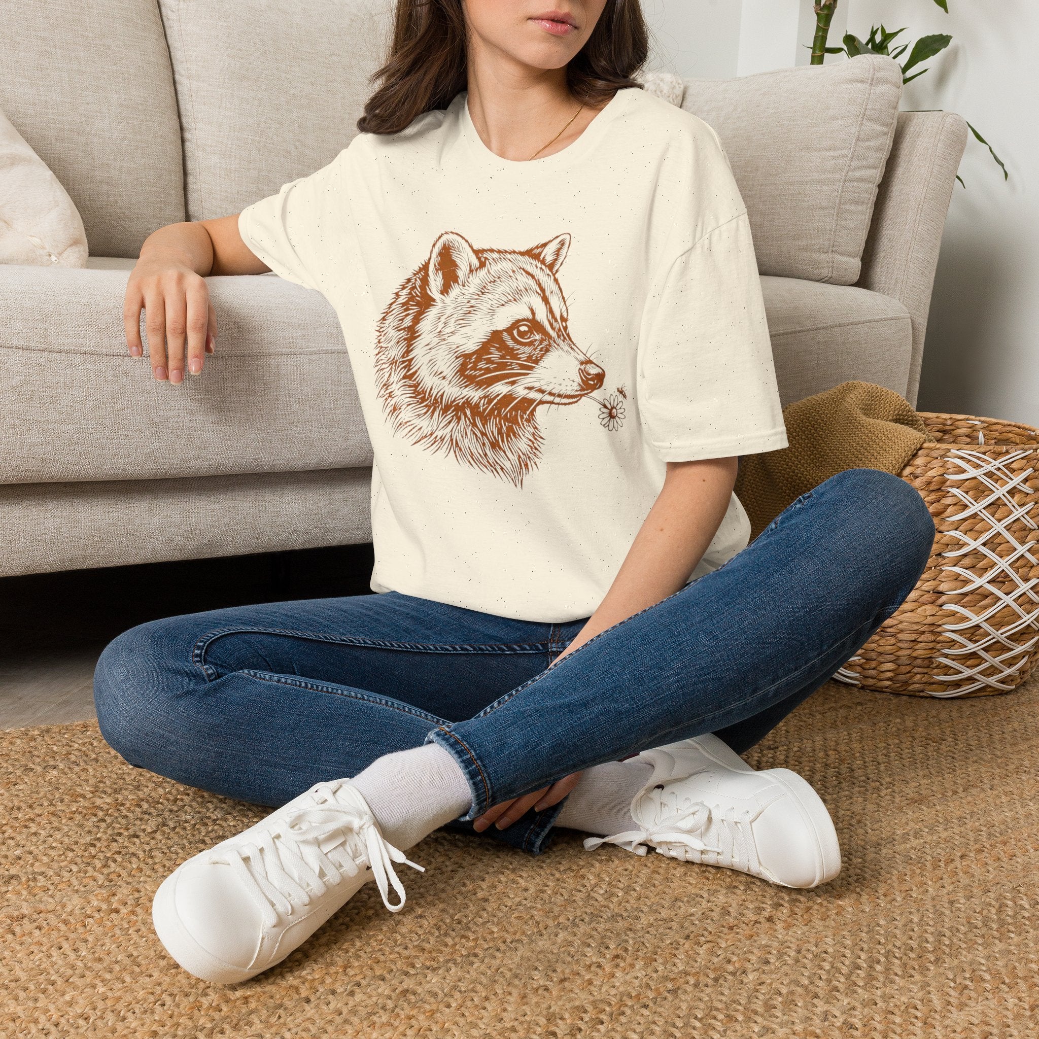 Raccoon, Flower & Bee Garden T-Shirt by Zen & Zucchinis Slow Garden Club