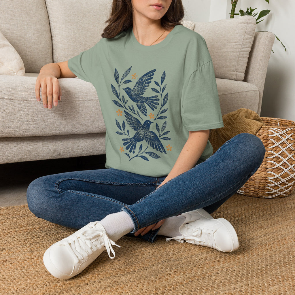 Botanical Birds T-Shirt by Zen & Zucchinis Slow Garden Club