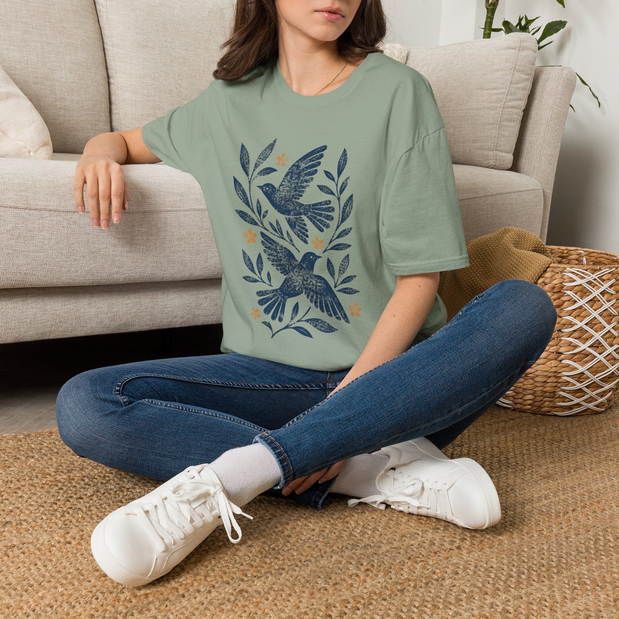 Botanical Birds T-Shirt by Zen & Zucchinis Slow Garden Club
