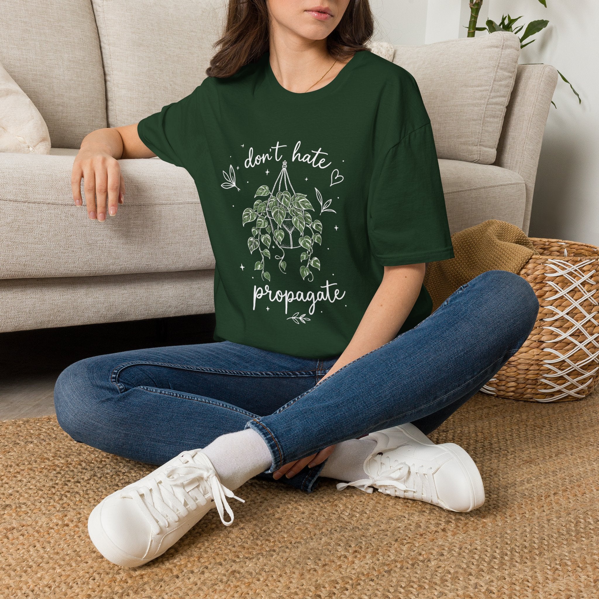 Don't Hate, Propagate Hanging Plant T-Shirt by Zen & Zucchinis Slow Garden Club