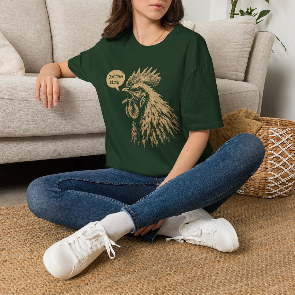 Coffee Time Cottage Garden Rooster T-Shirt
