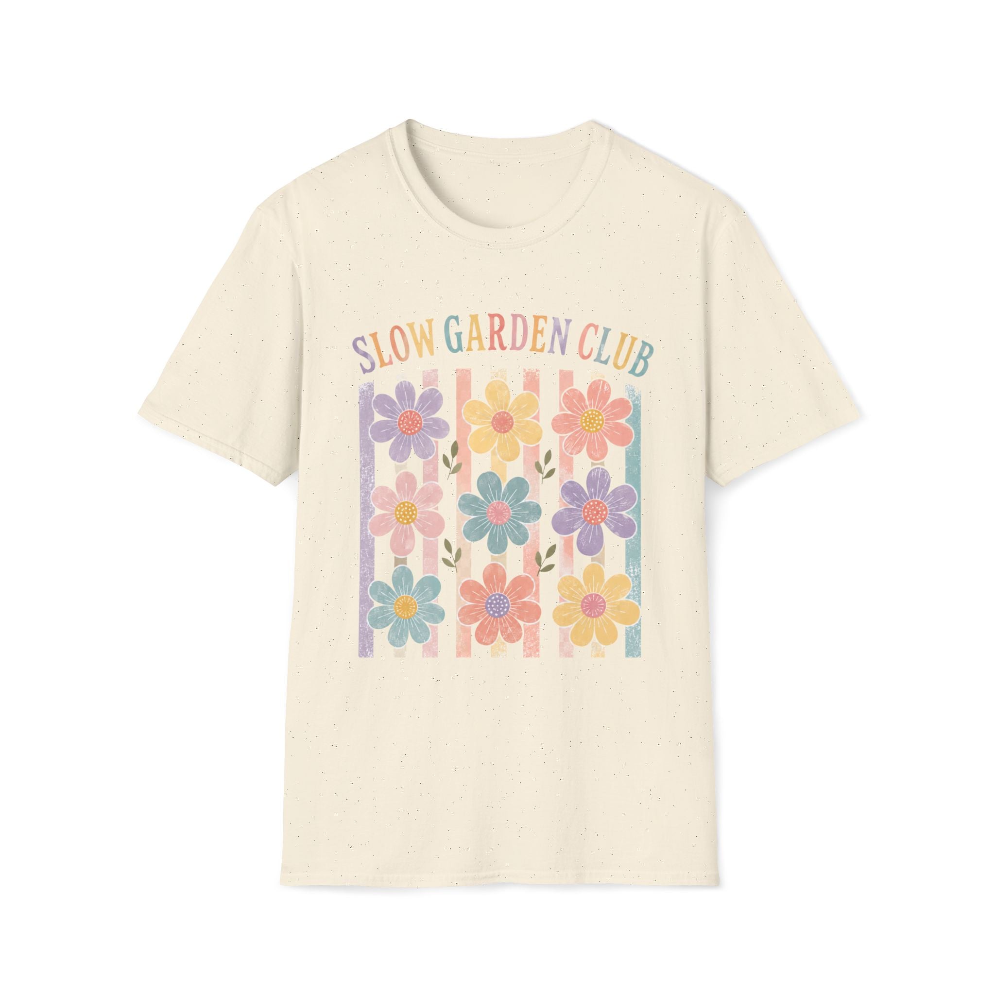 Flower On Stripes Summer Garden T-Shirt