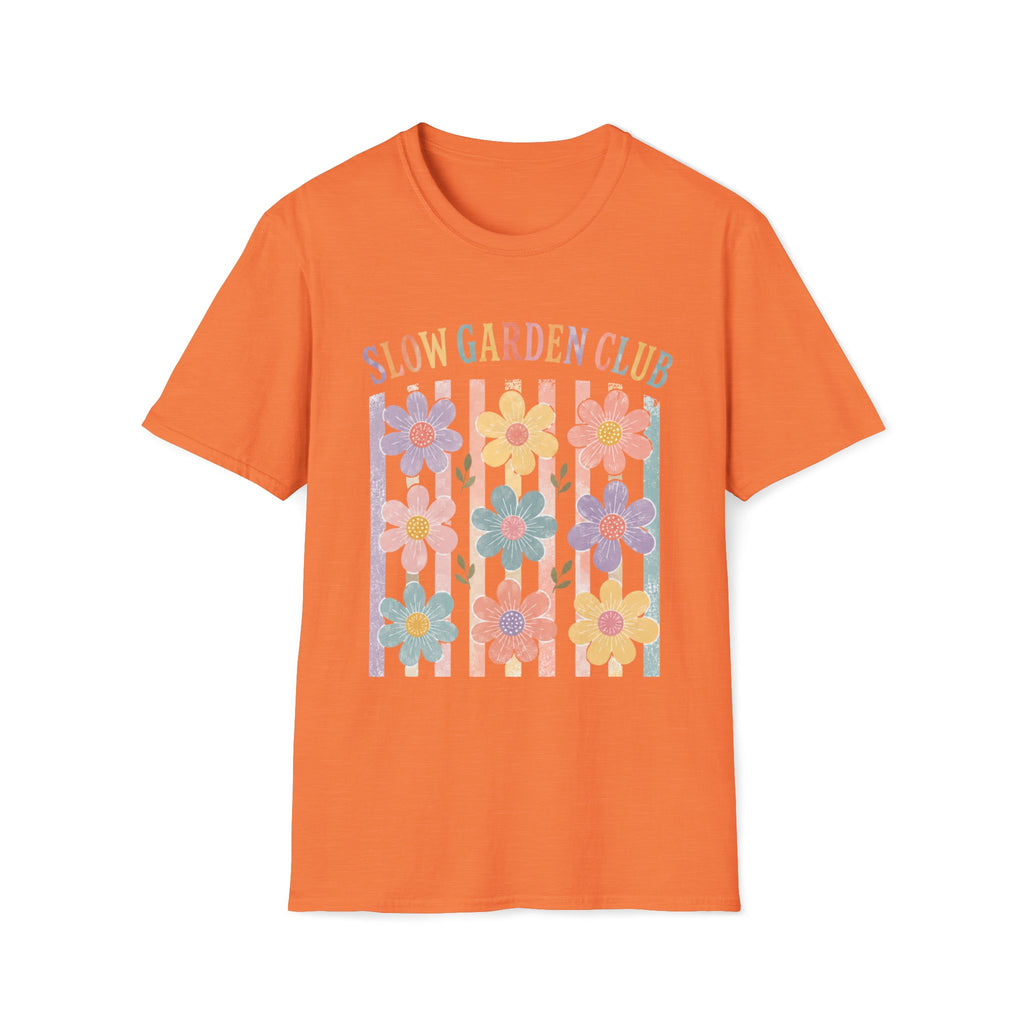 Flower On Stripes Summer Garden T-Shirt