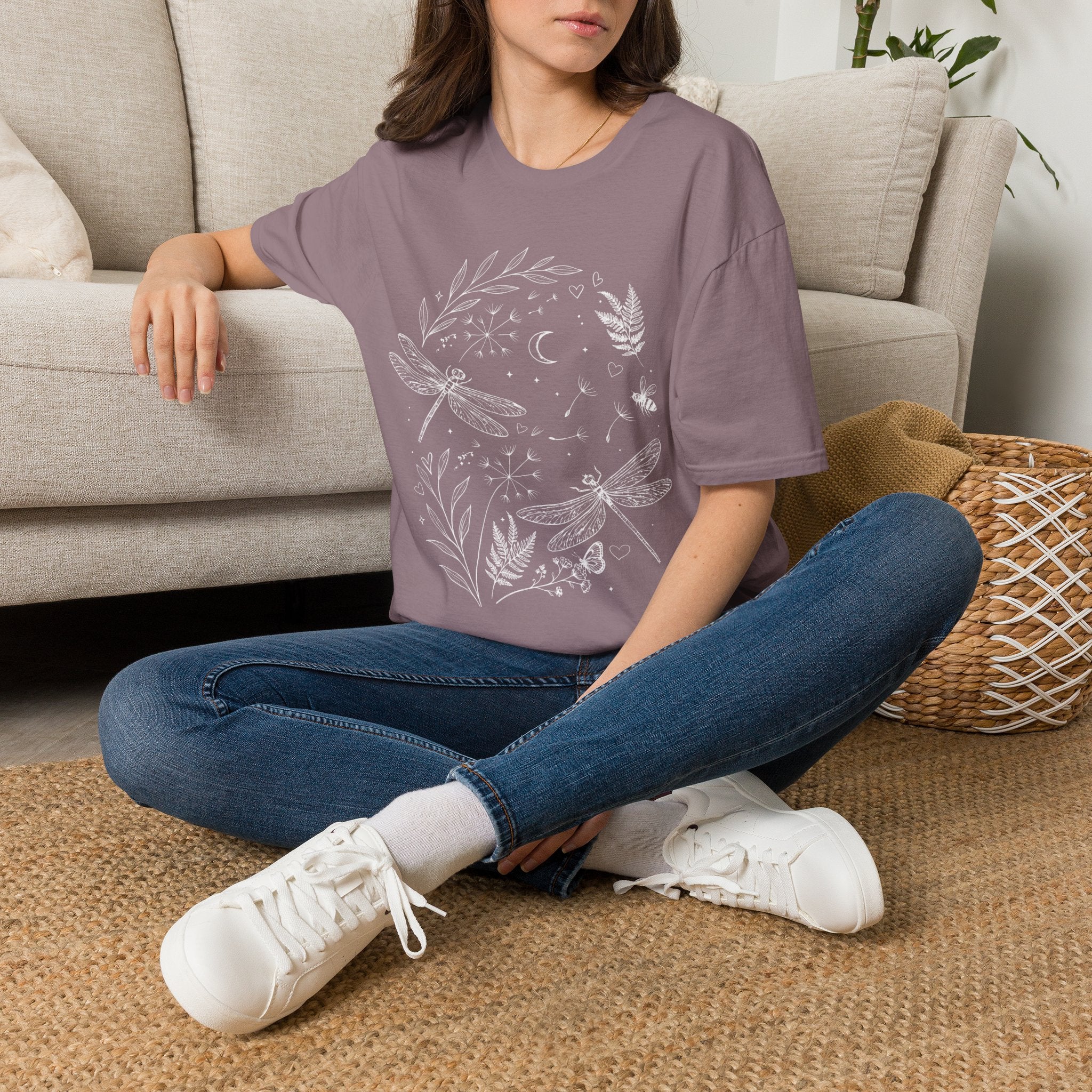 Moonlit Dragonfly Garden T-Shirt by Zen & Zucchinis Slow Garden Club