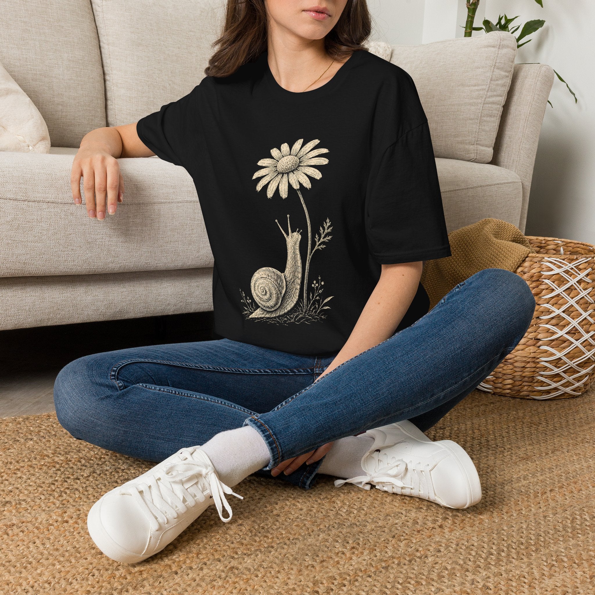 Slow Snail Flower Garden T-Shirt