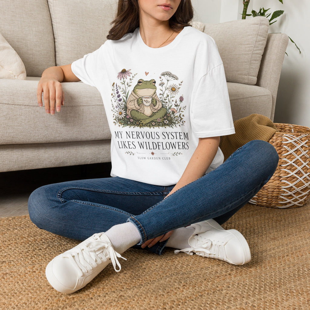 My Nervous System Likes Wildflowers T-Shirt by Zen & Zucchinis Slow Garden Club