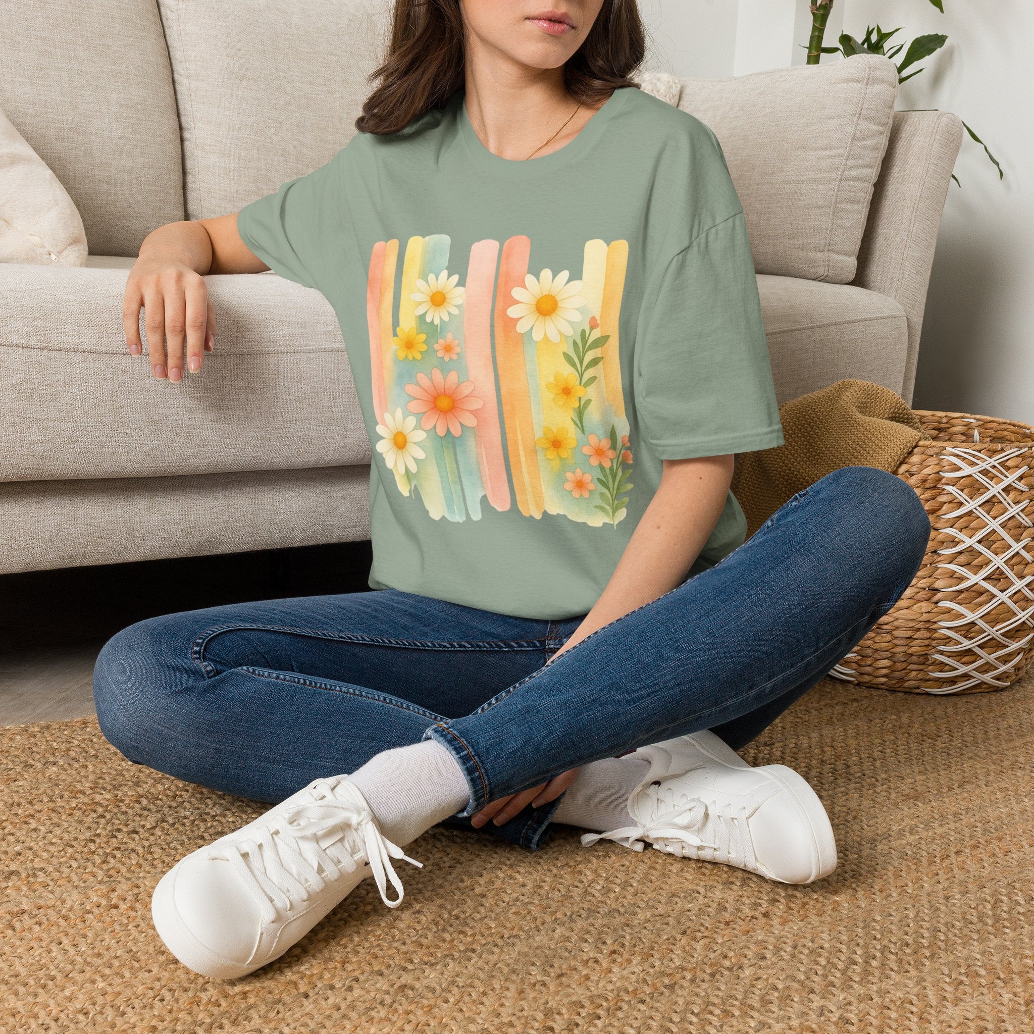 Flower Watercolor Wall T-Shirt by Zen & Zucchinis Slow Garden Club