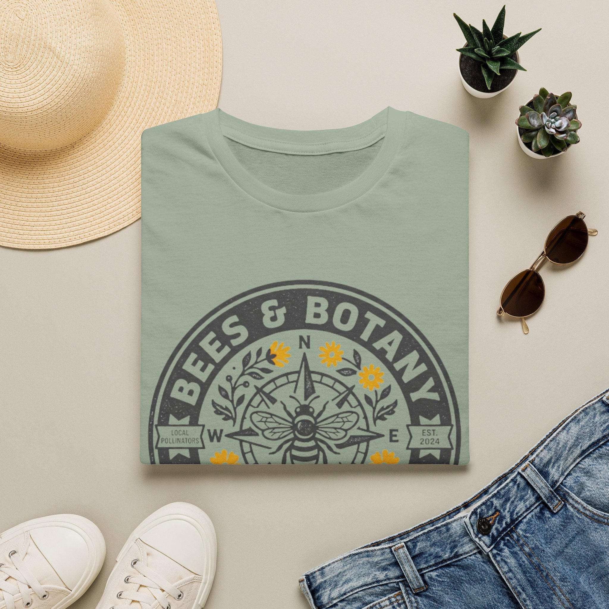 Bees And Botany Garden Badge T-Shirt