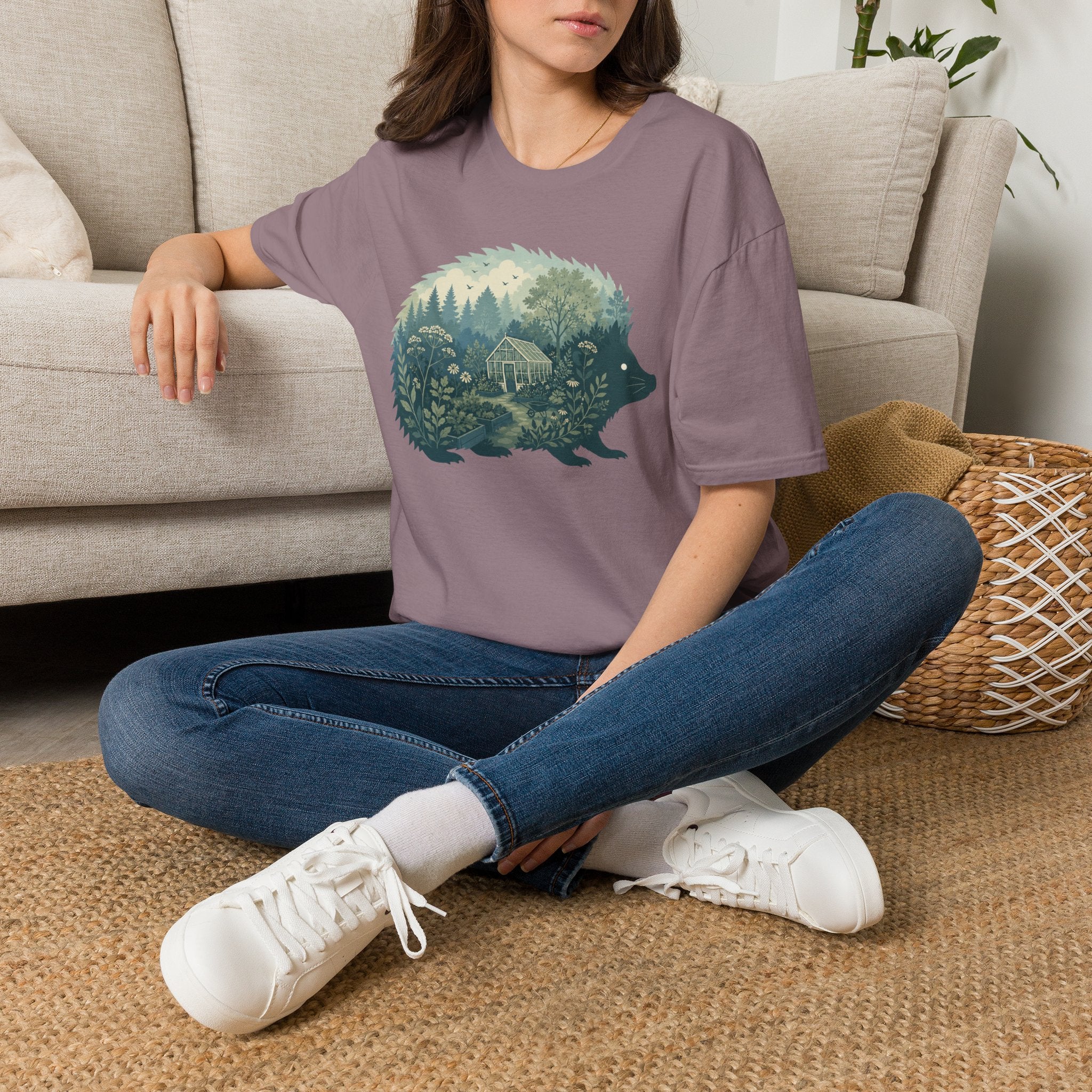 Hedgehog Garden Silhouette T-Shirt