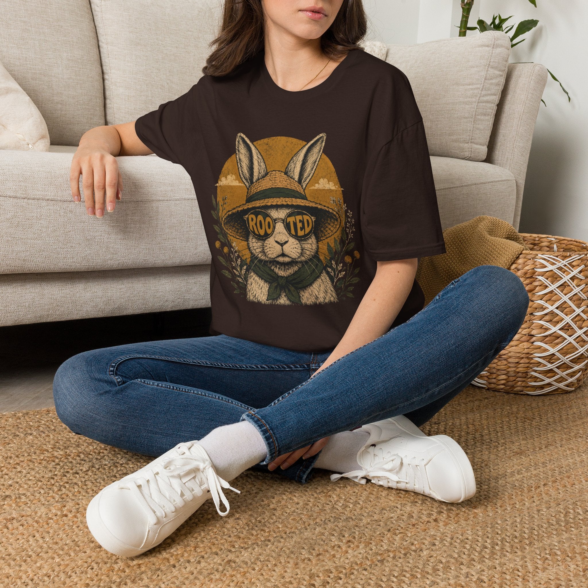 Rooted Sunset Slow Garden Bunny T-Shirt by Zen & Zucchinis Slow Garden Club