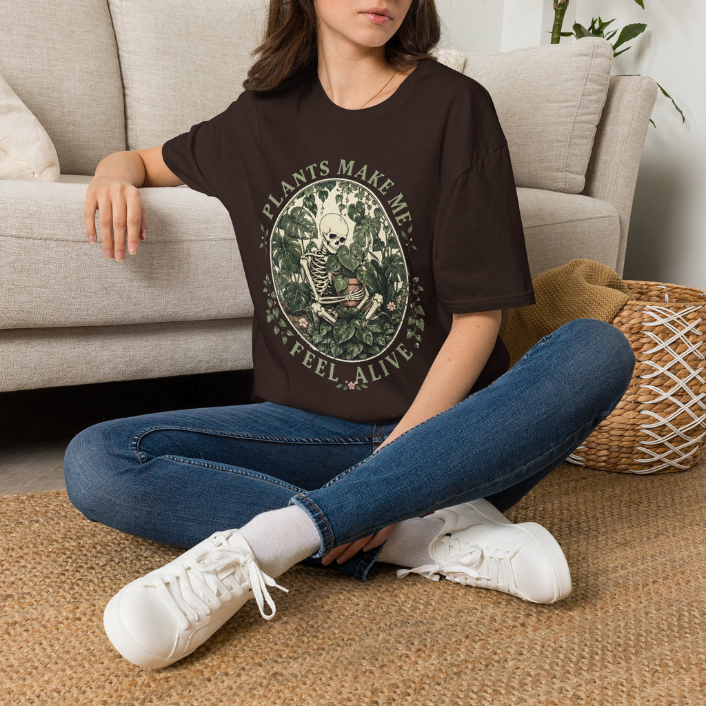 Plants Make Me Feel Alive Skeleton T-Shirt
