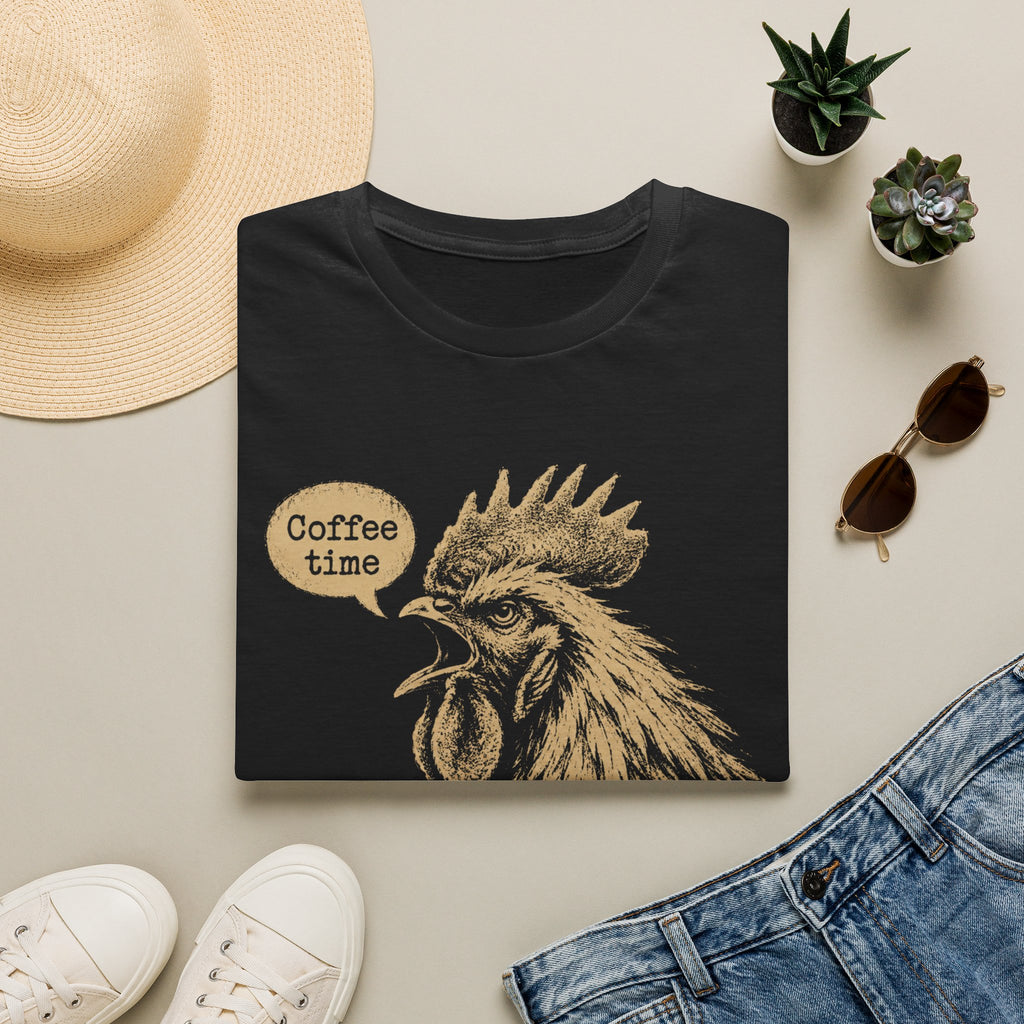 Coffee Time Cottage Garden Rooster T-Shirt