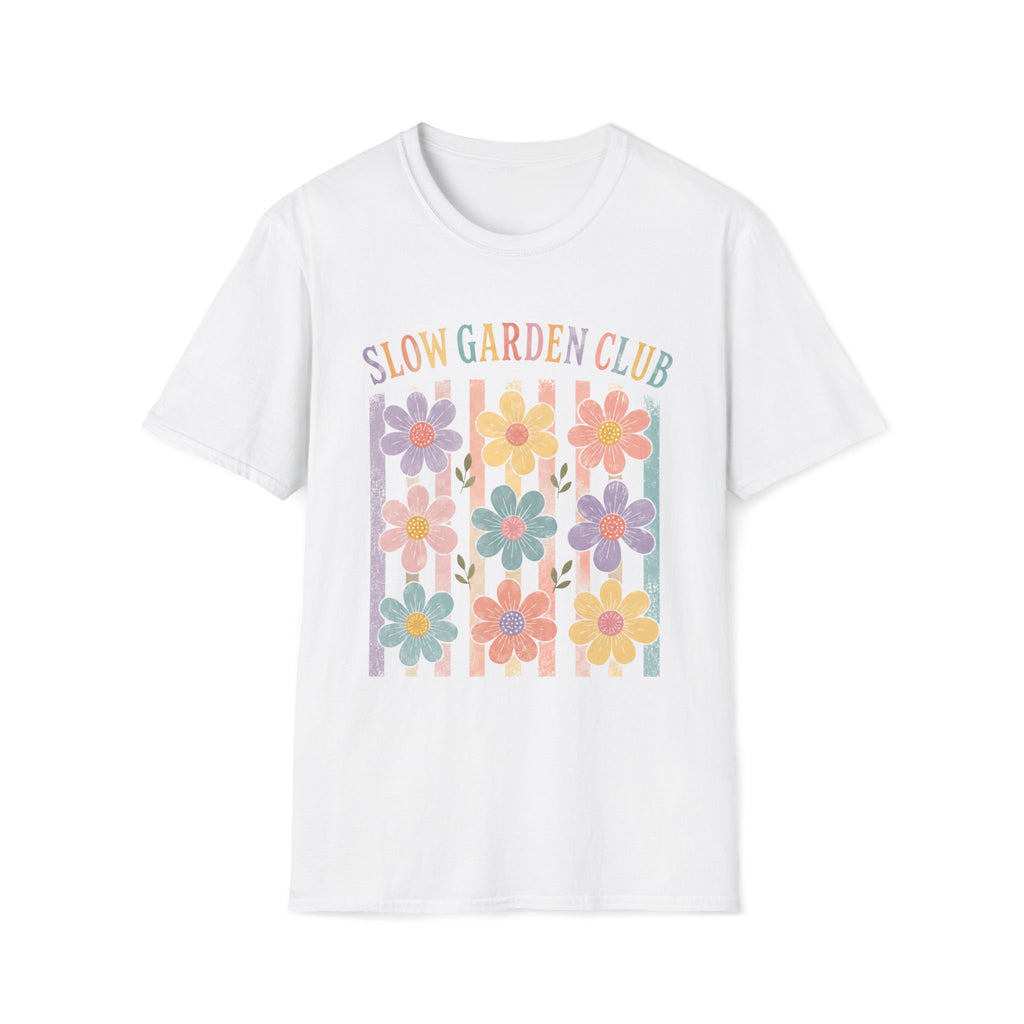 Flower On Stripes Summer Garden T-Shirt