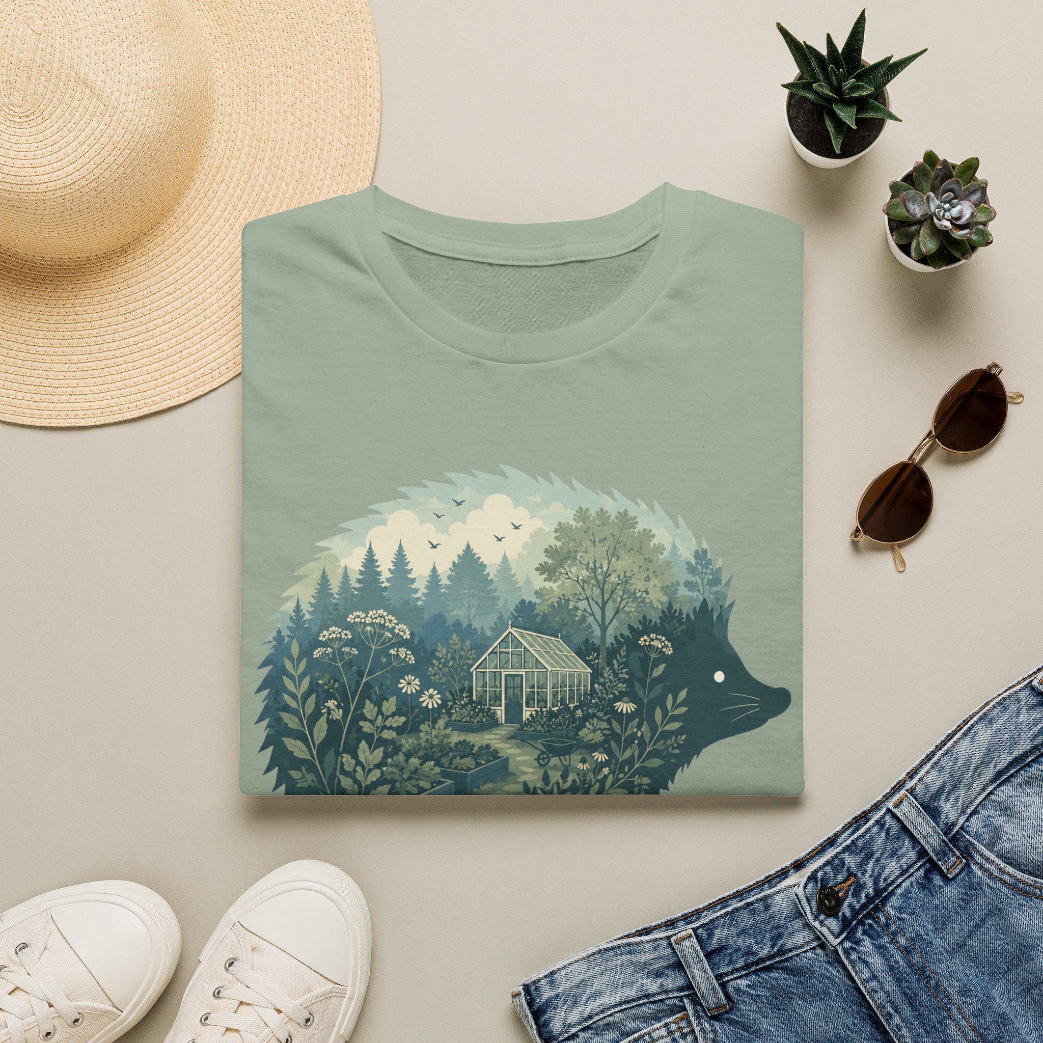 Hedgehog Garden Silhouette T-Shirt