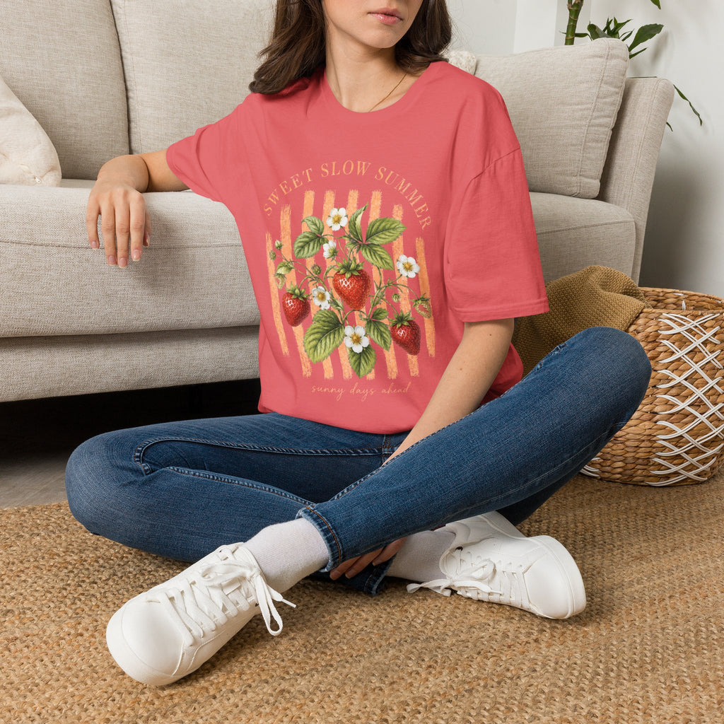 Sweet Slow Summer Strawberry Stripes T-Shirt