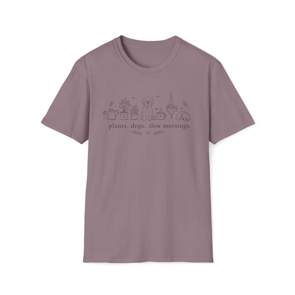 Plant. Dogs. Slow Mornings Lover T-Shirt