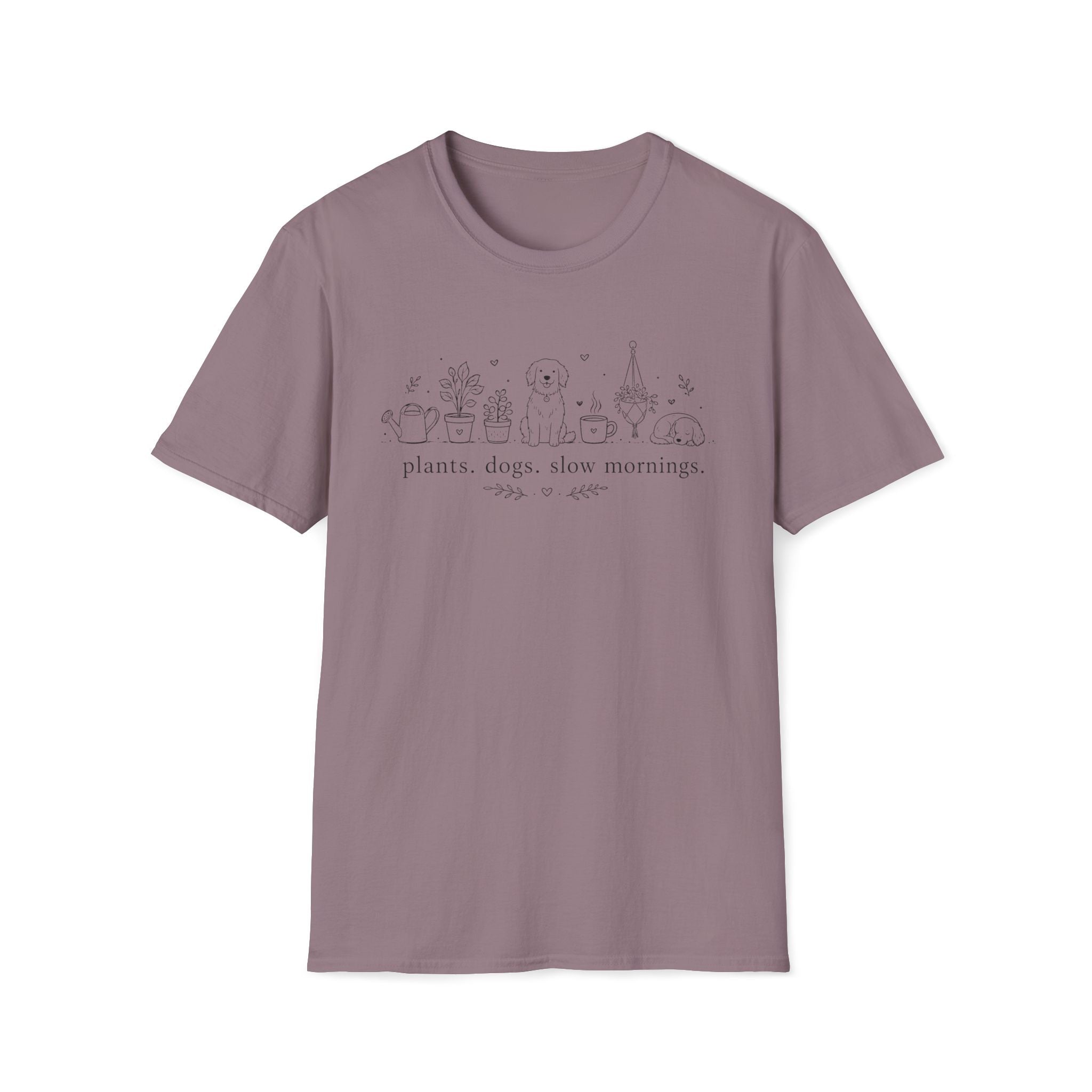 Plant. Dogs. Slow Mornings Lover T-Shirt