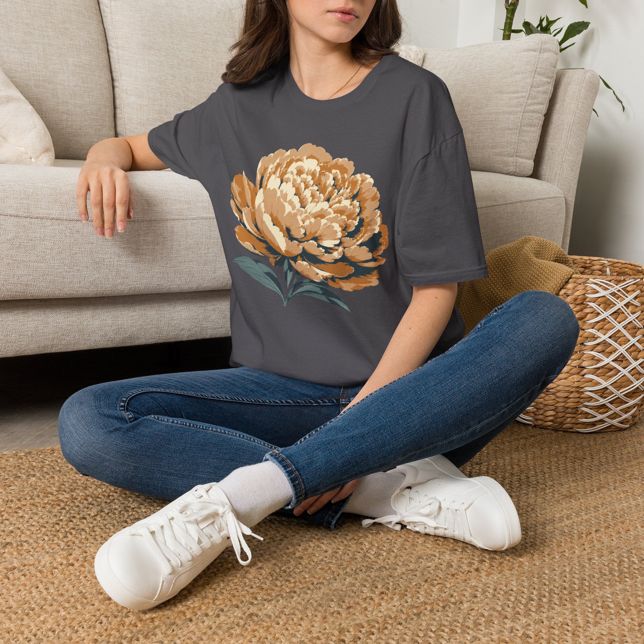 Blush Peony Flower Bloom T-Shirt by Zen & Zucchinis Slow Garden Club