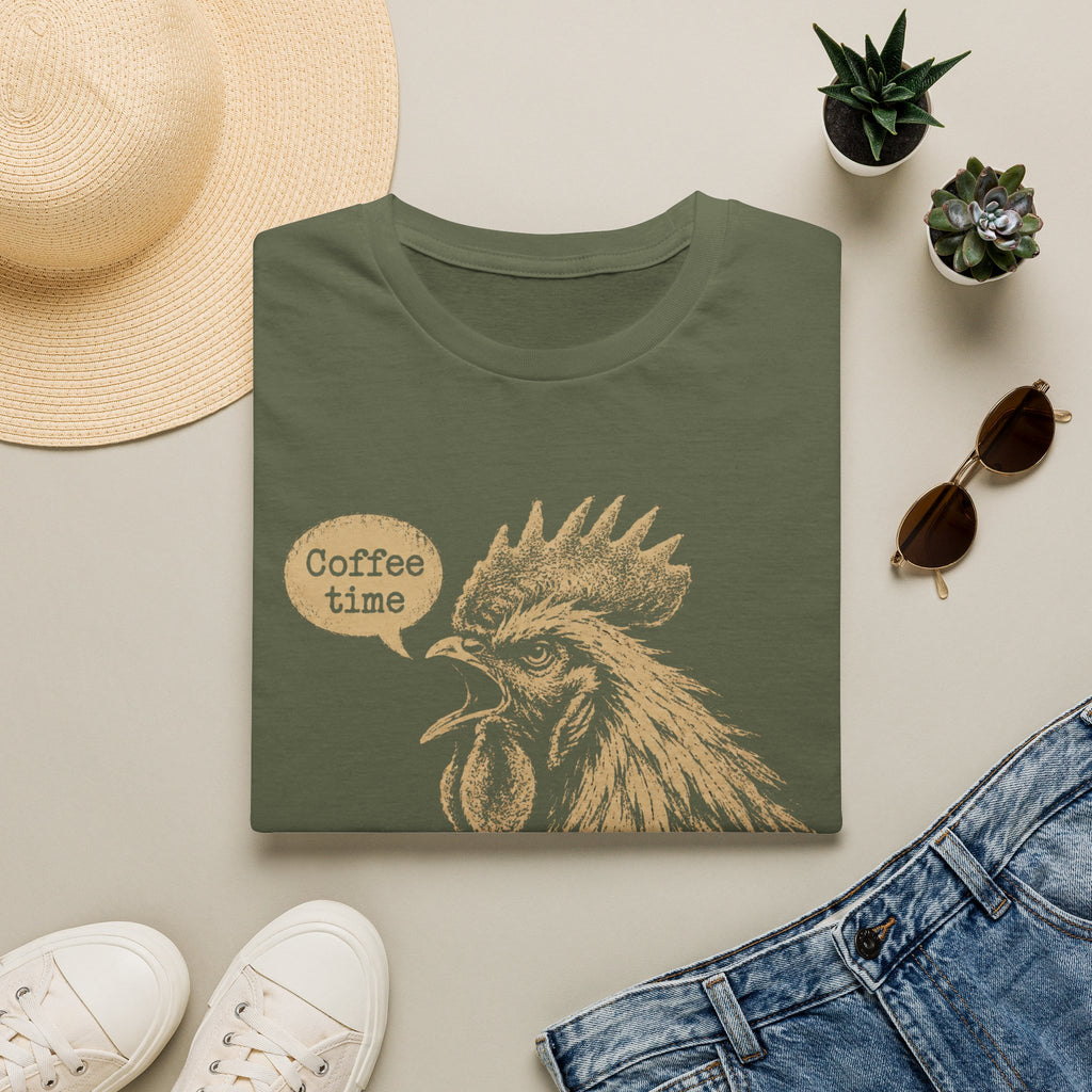 Coffee Time Cottage Garden Rooster T-Shirt