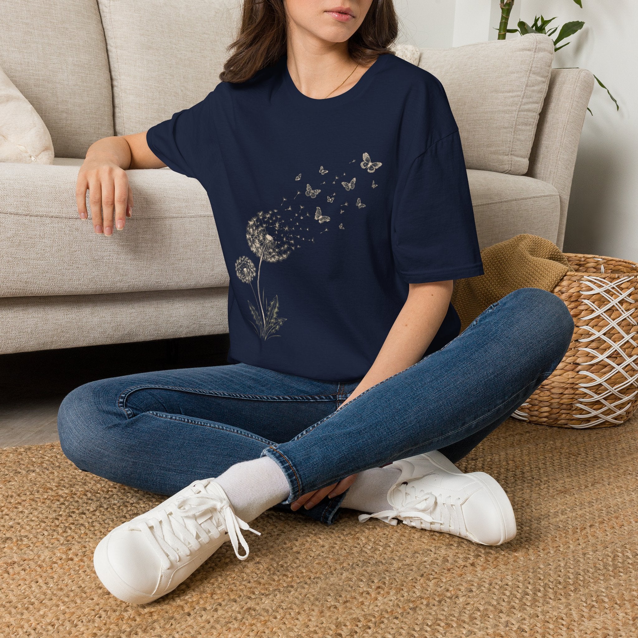 Dandelion Butterfly in the Wind T-Shirt by Zen & Zucchinis Slow Garden Club