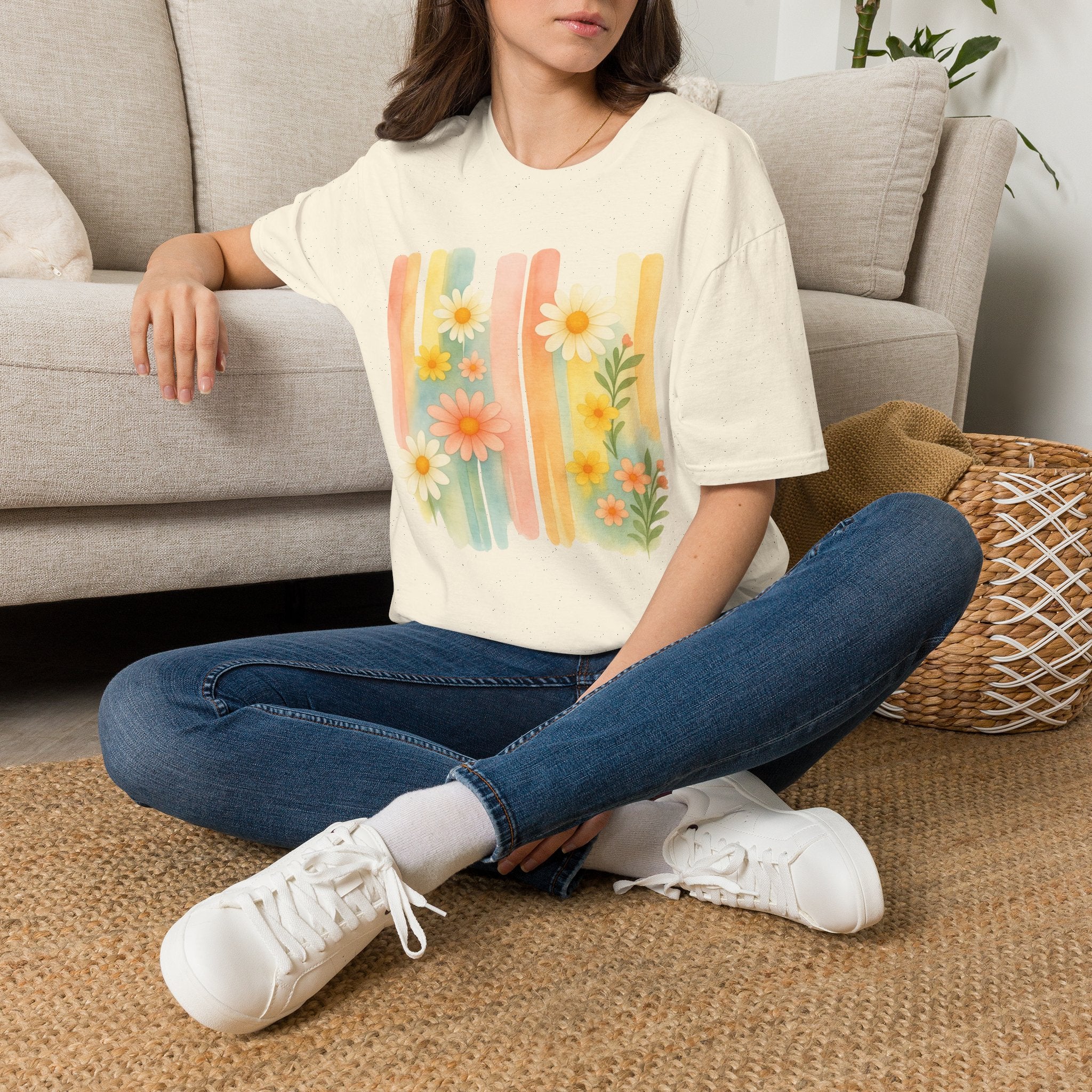 Flower Watercolor Wall T-Shirt by Zen & Zucchinis Slow Garden Club