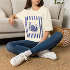 Snial In Stripes Garden Summer T-Shirt