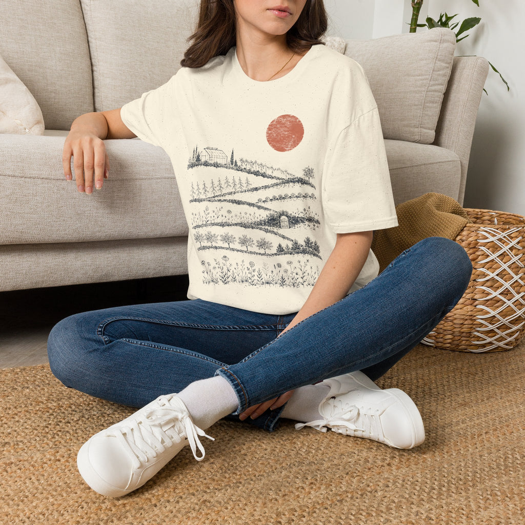Red Sunset Over Garden T-Shirt by Zen & Zucchinis Slow Garden Club