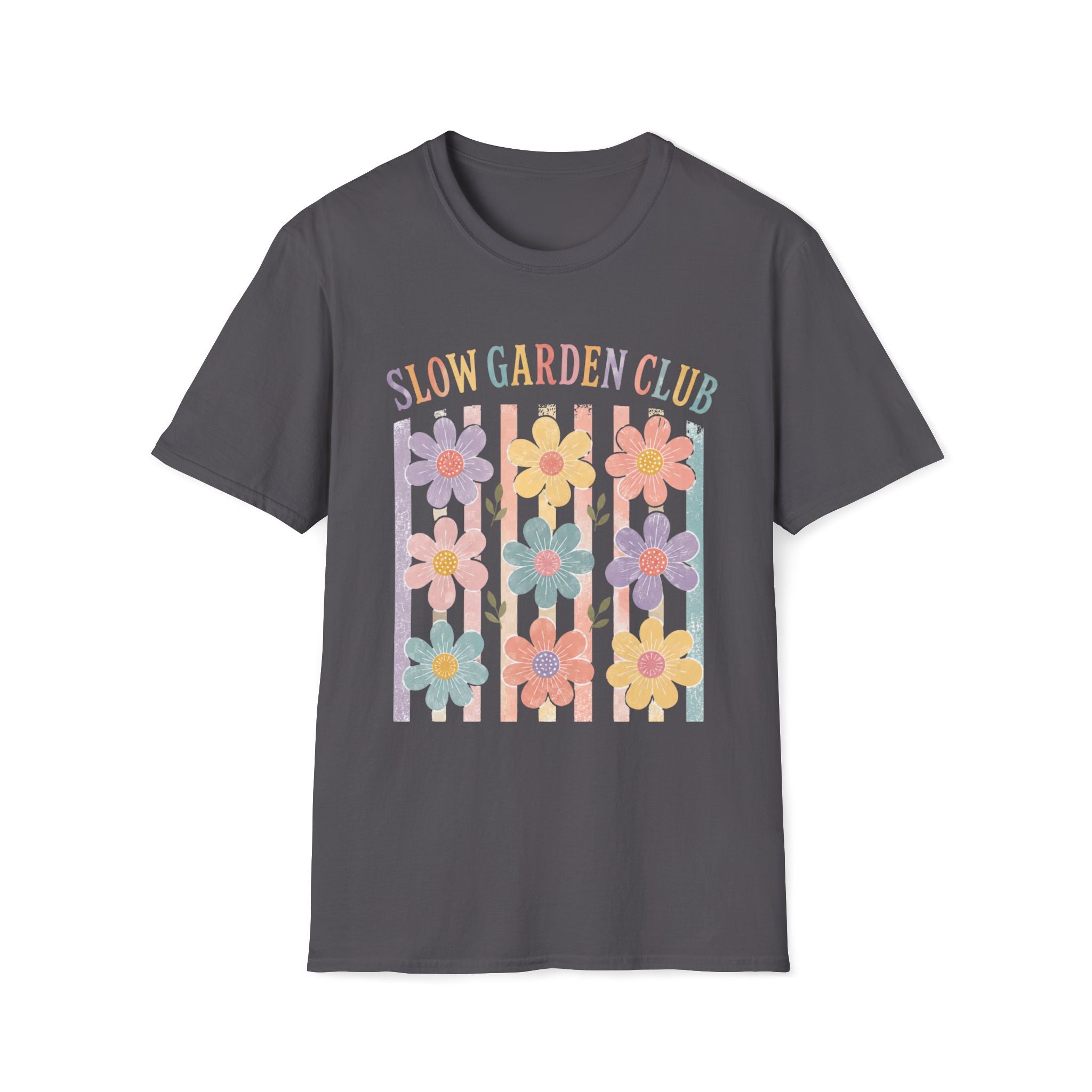 Flower On Stripes Summer Garden T-Shirt