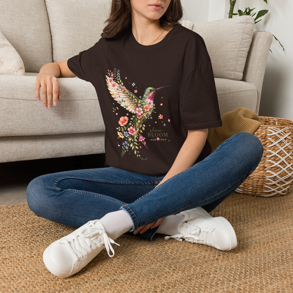 Hummingbird Moment Slow Bloom Garden T-Shirt by Zen & Zucchinis Slow Garden Club