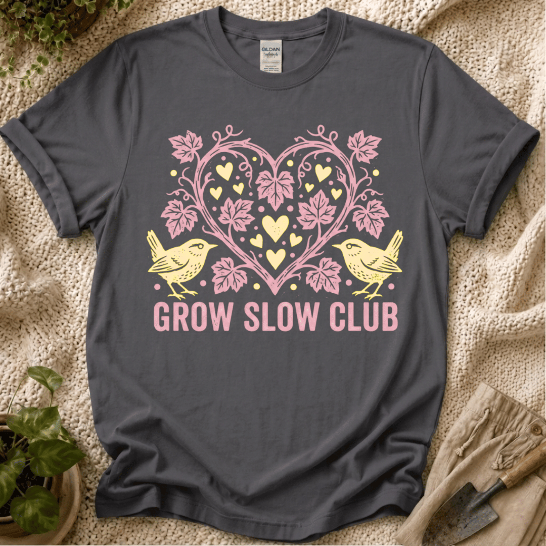 Grow Slow Vintage Garden T-Shirt - Zen & Zucchinis garden graphic tee