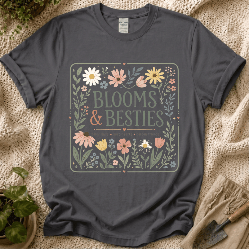 Blooms And Besties Garden T-Shirt - Zen & Zucchinis garden graphic tee