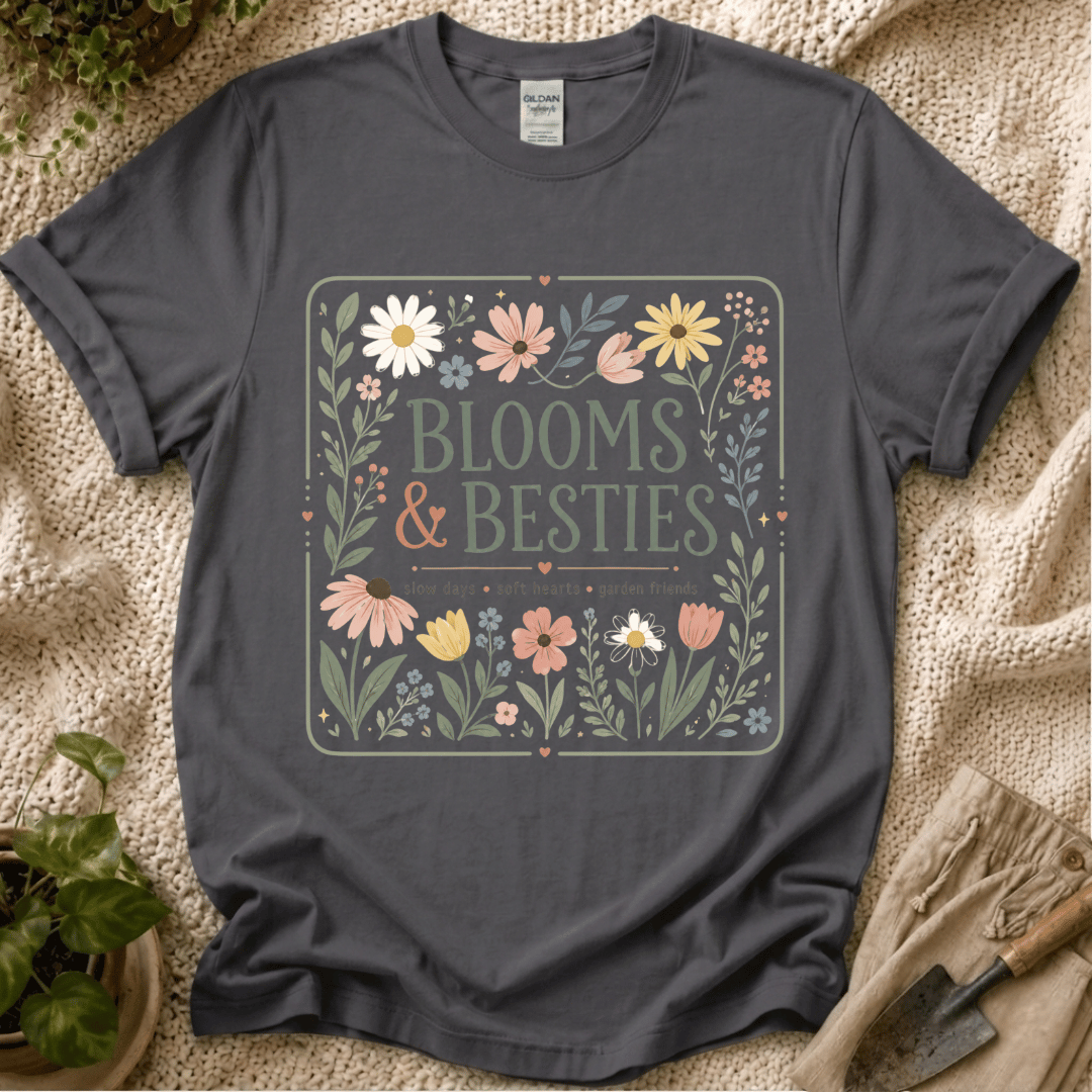 Blooms And Besties Garden T-Shirt - Zen & Zucchinis garden graphic tee