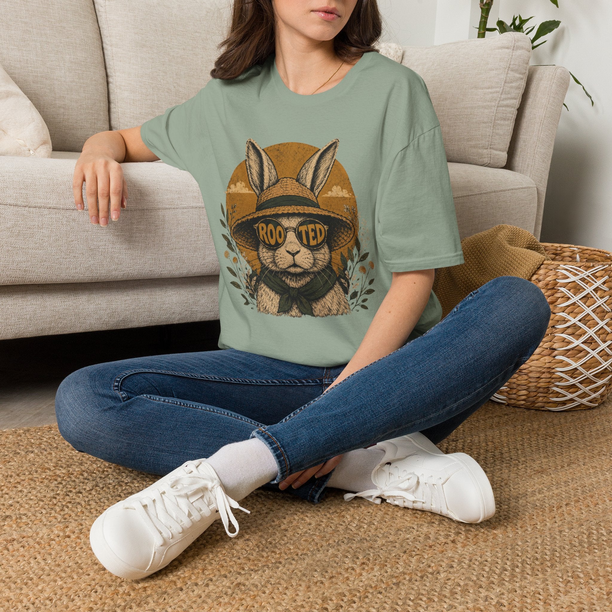 Rooted Sunset Slow Garden Bunny T-Shirt by Zen & Zucchinis Slow Garden Club
