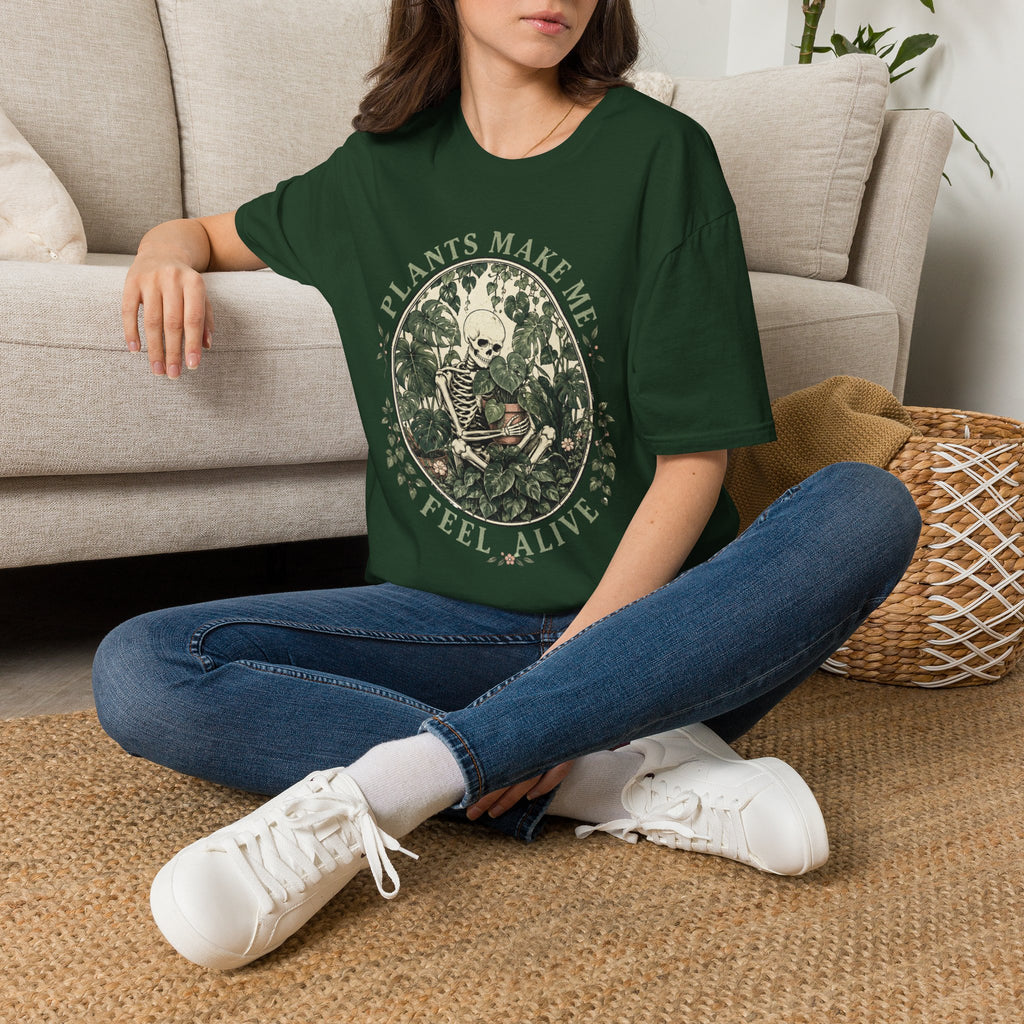 Plants Make Me Feel Alive Skeleton T-Shirt