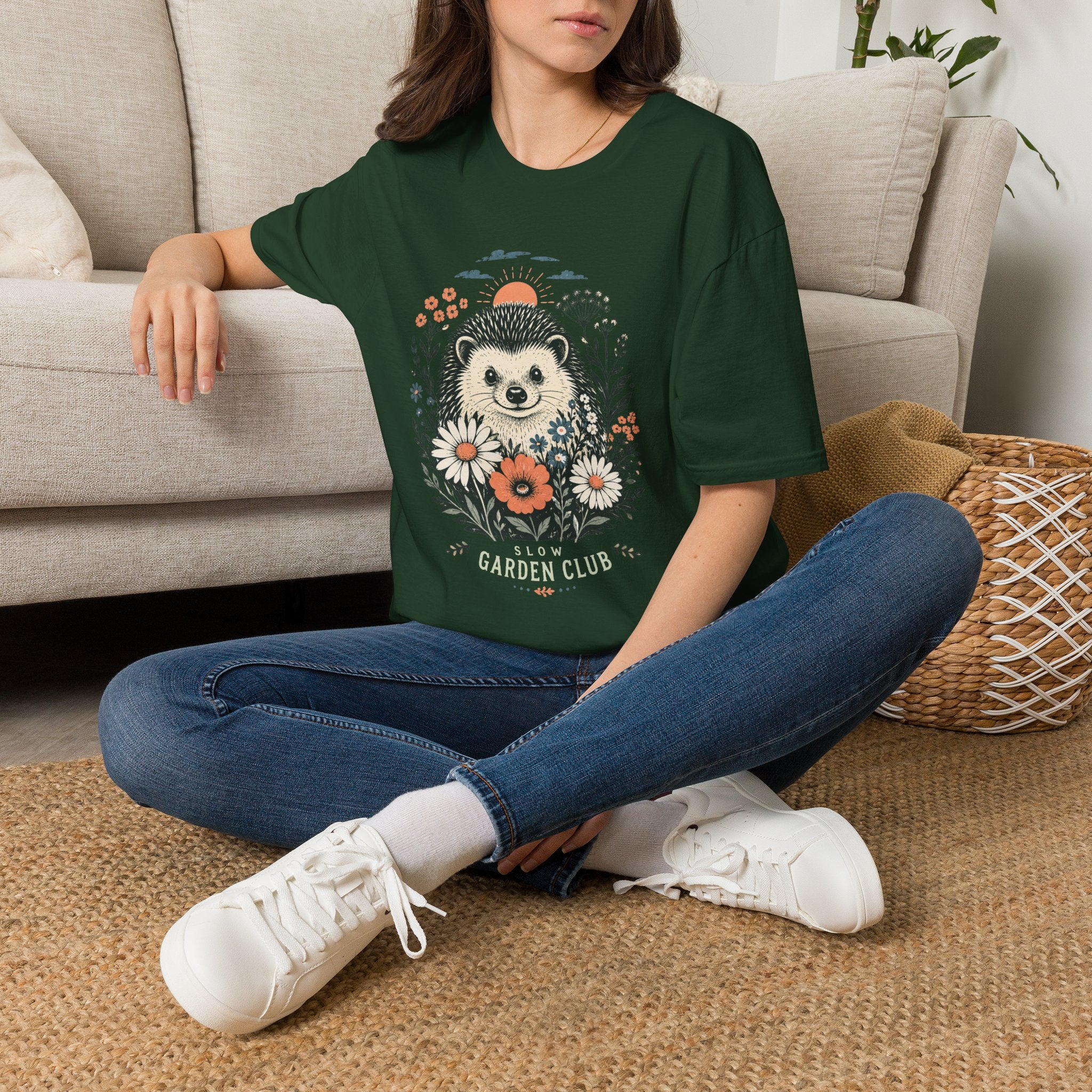 Hedgehog Garden Sunset T-Shirt