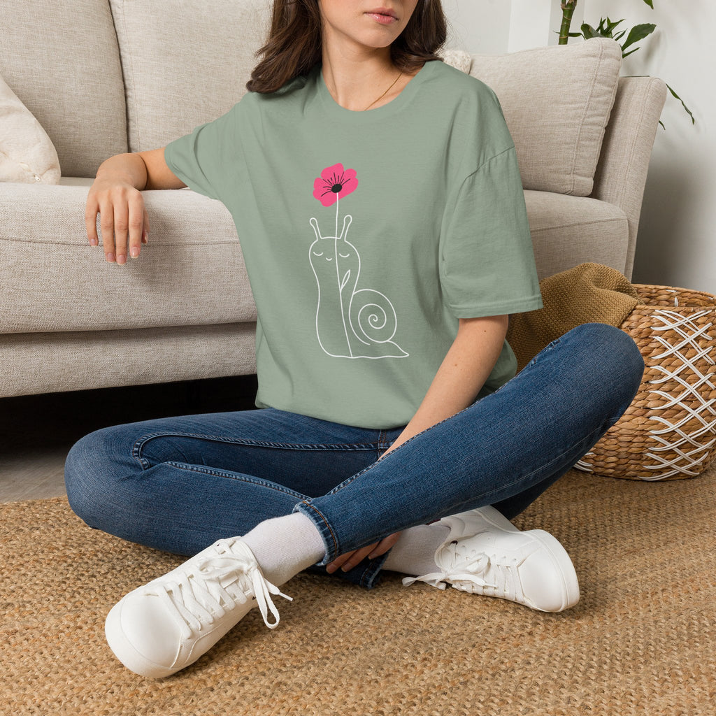 Snail with Flower T-Shirt by Zen & Zucchinis Slow Garden Club