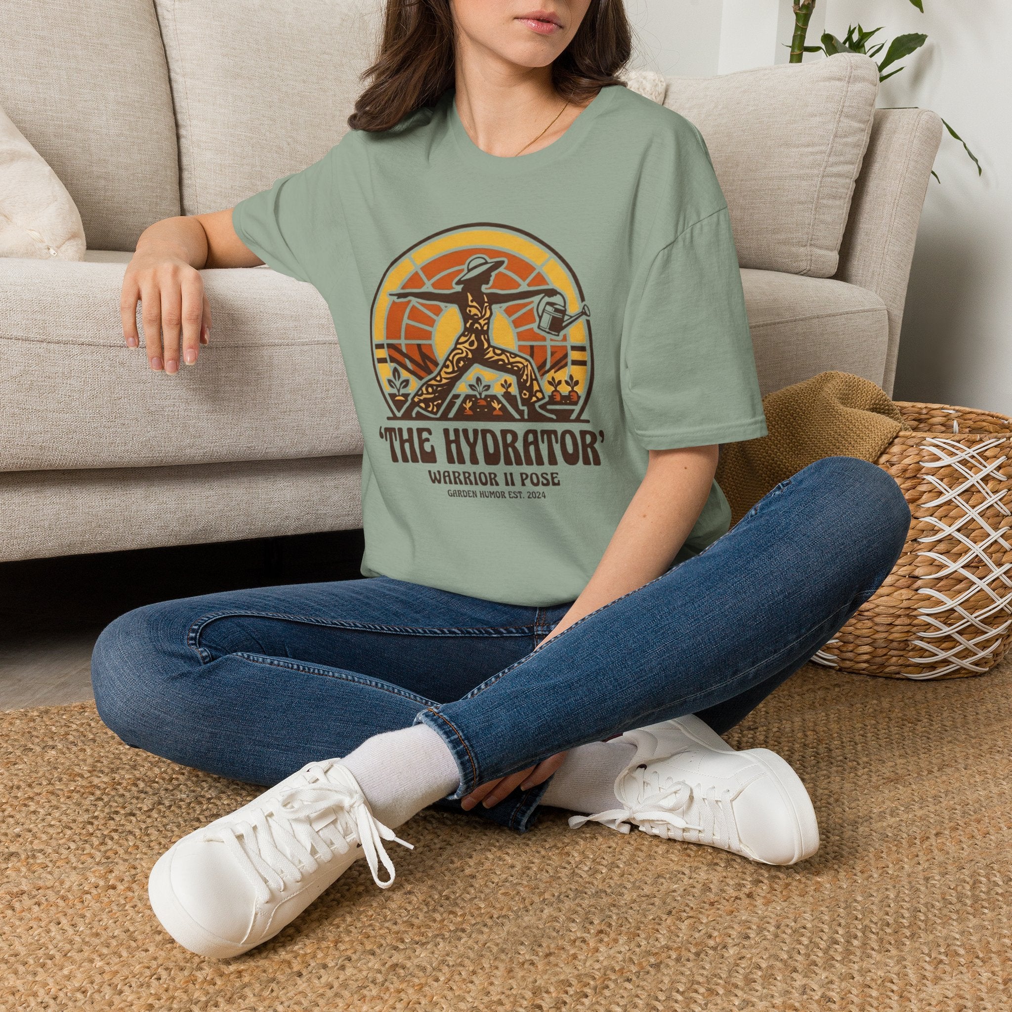 The Hydrator Gardening Pose T-Shirt by Zen & Zucchinis Slow Garden Club