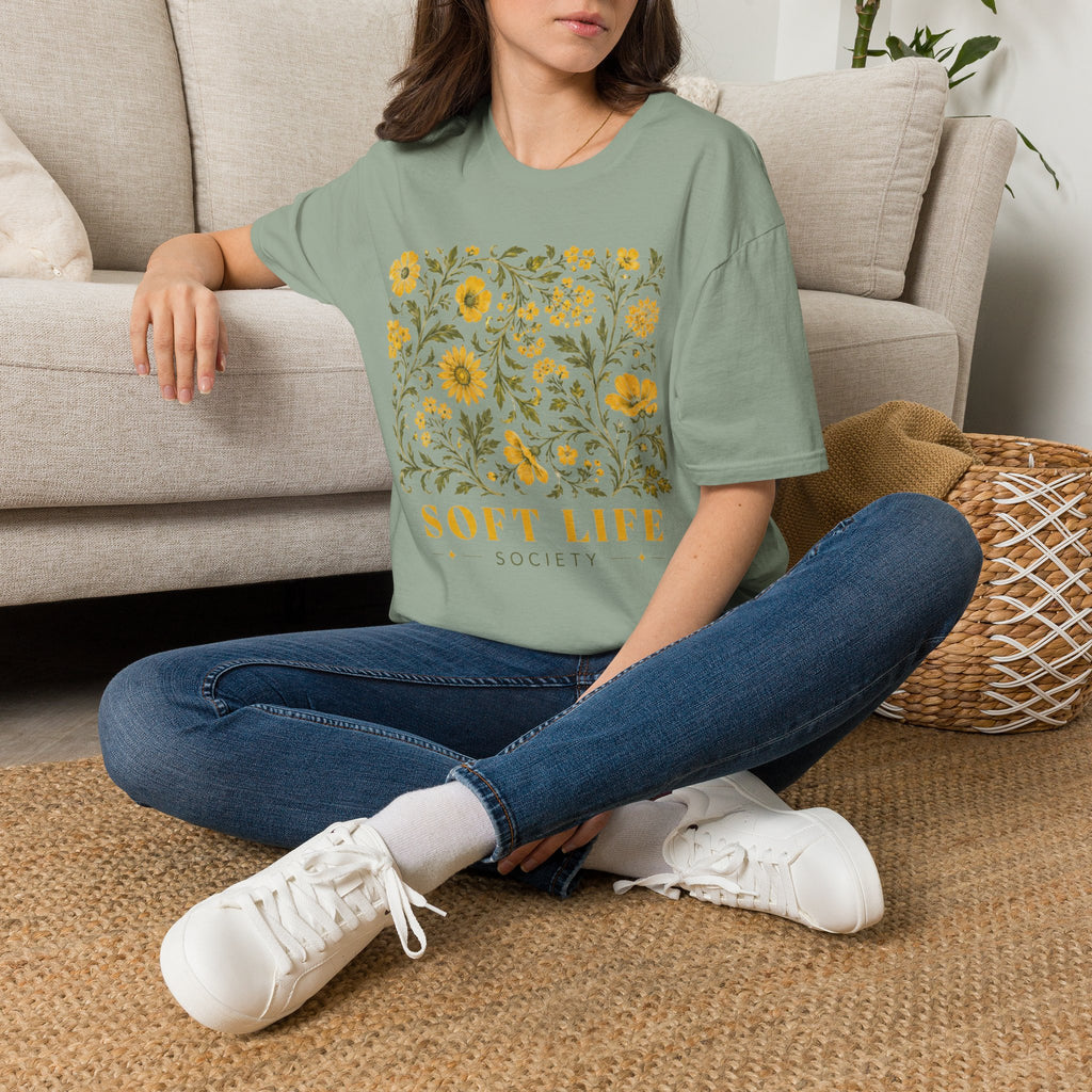 Soft Life Society Yellow Flower T-Shirt by Zen & Zucchinis Slow Garden Club
