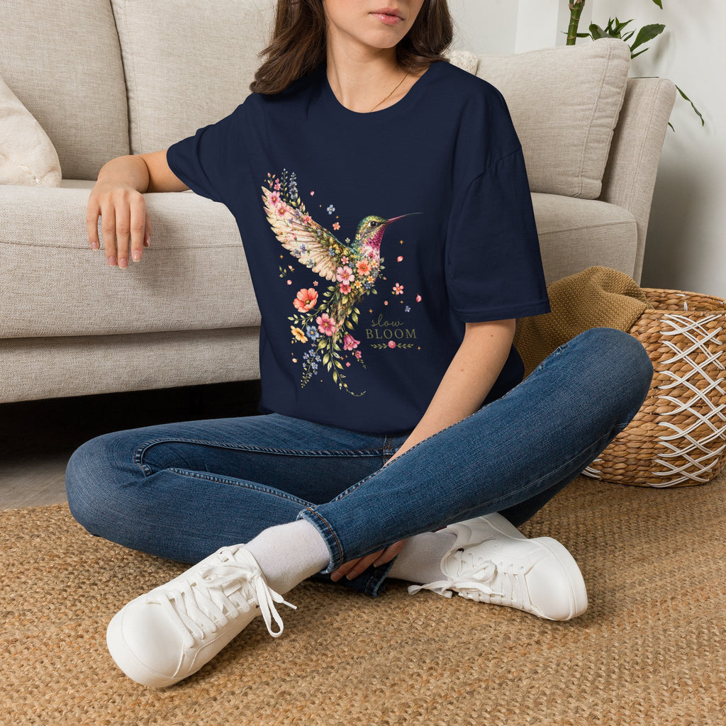 Hummingbird Moment Slow Bloom Garden T-Shirt by Zen & Zucchinis Slow Garden Club