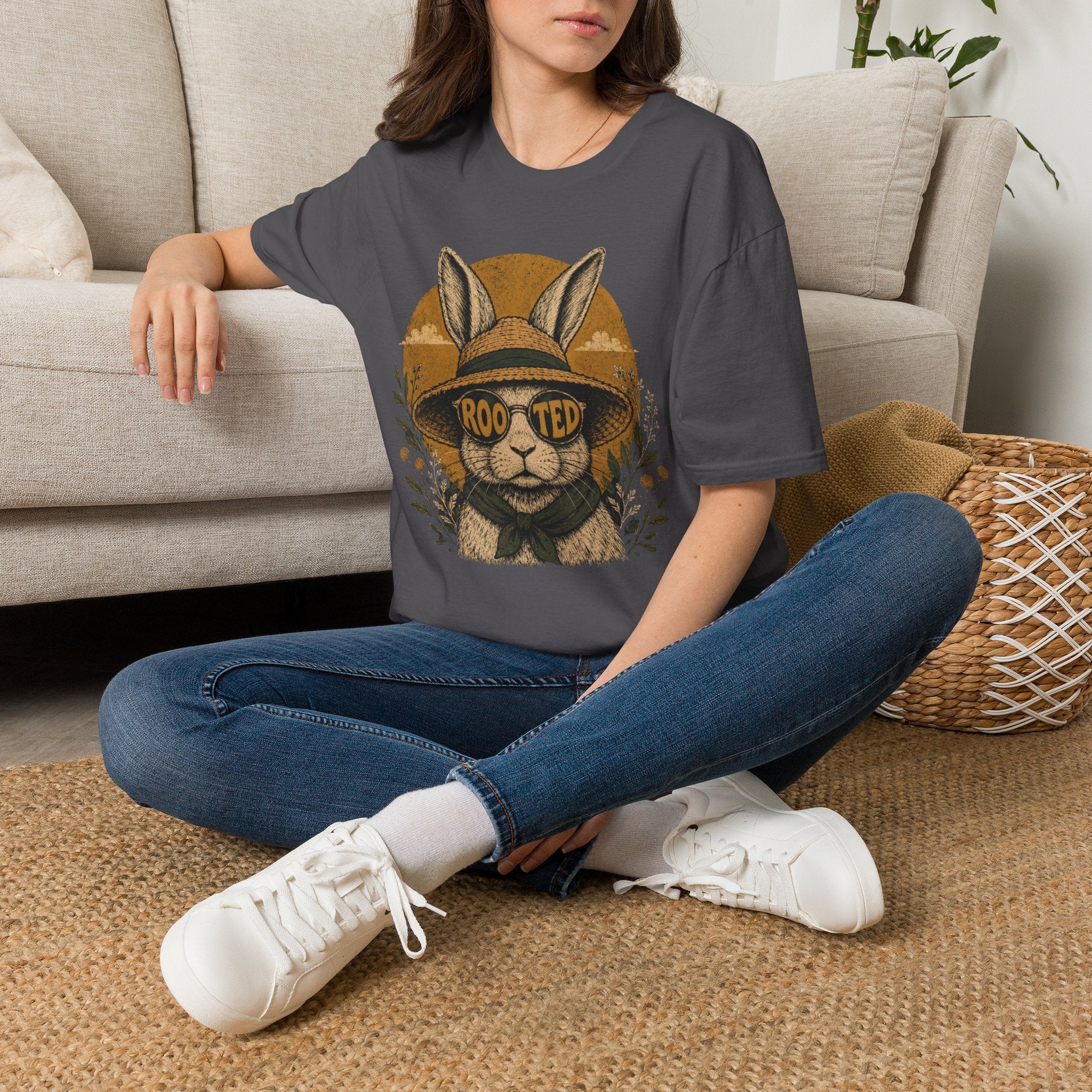 Rooted Sunset Slow Garden Bunny T-Shirt by Zen & Zucchinis Slow Garden Club