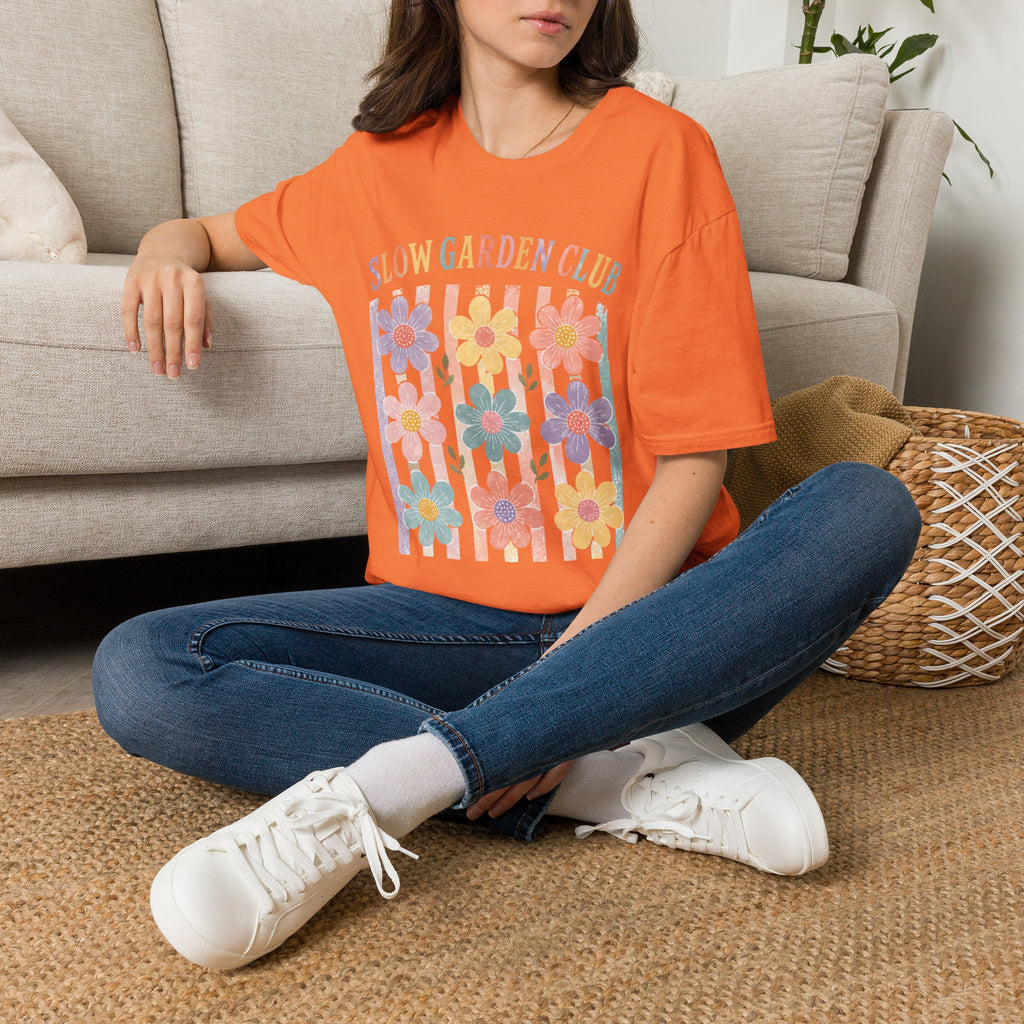 Flower On Stripes Summer Garden T-Shirt