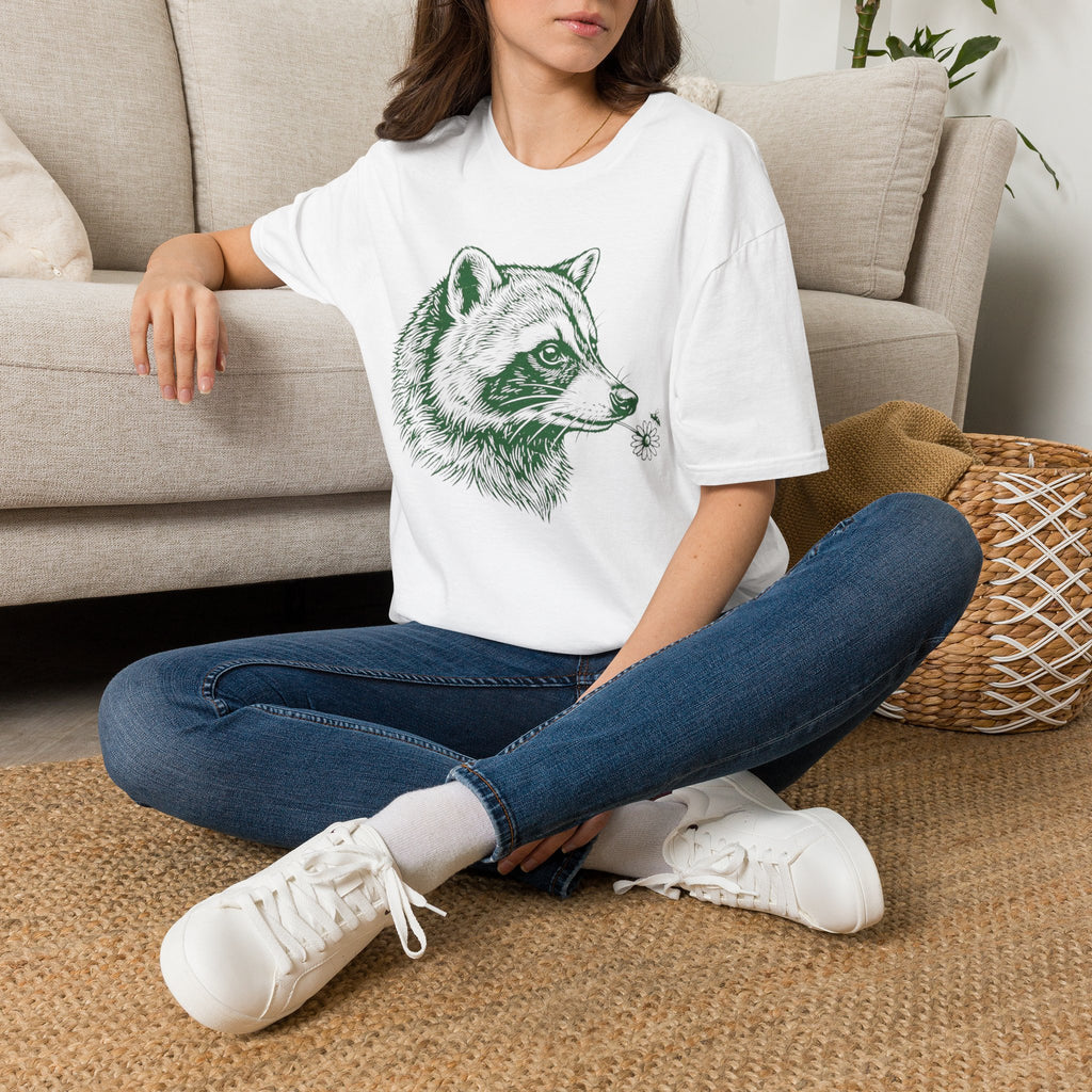 Raccoon, Flower & Bee Garden T-Shirt by Zen & Zucchinis Slow Garden Club