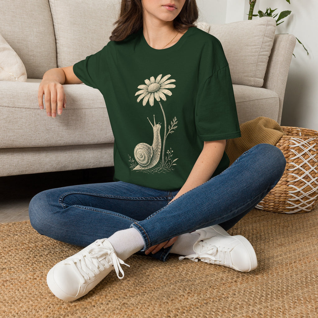 Slow Snail Flower Garden T-Shirt