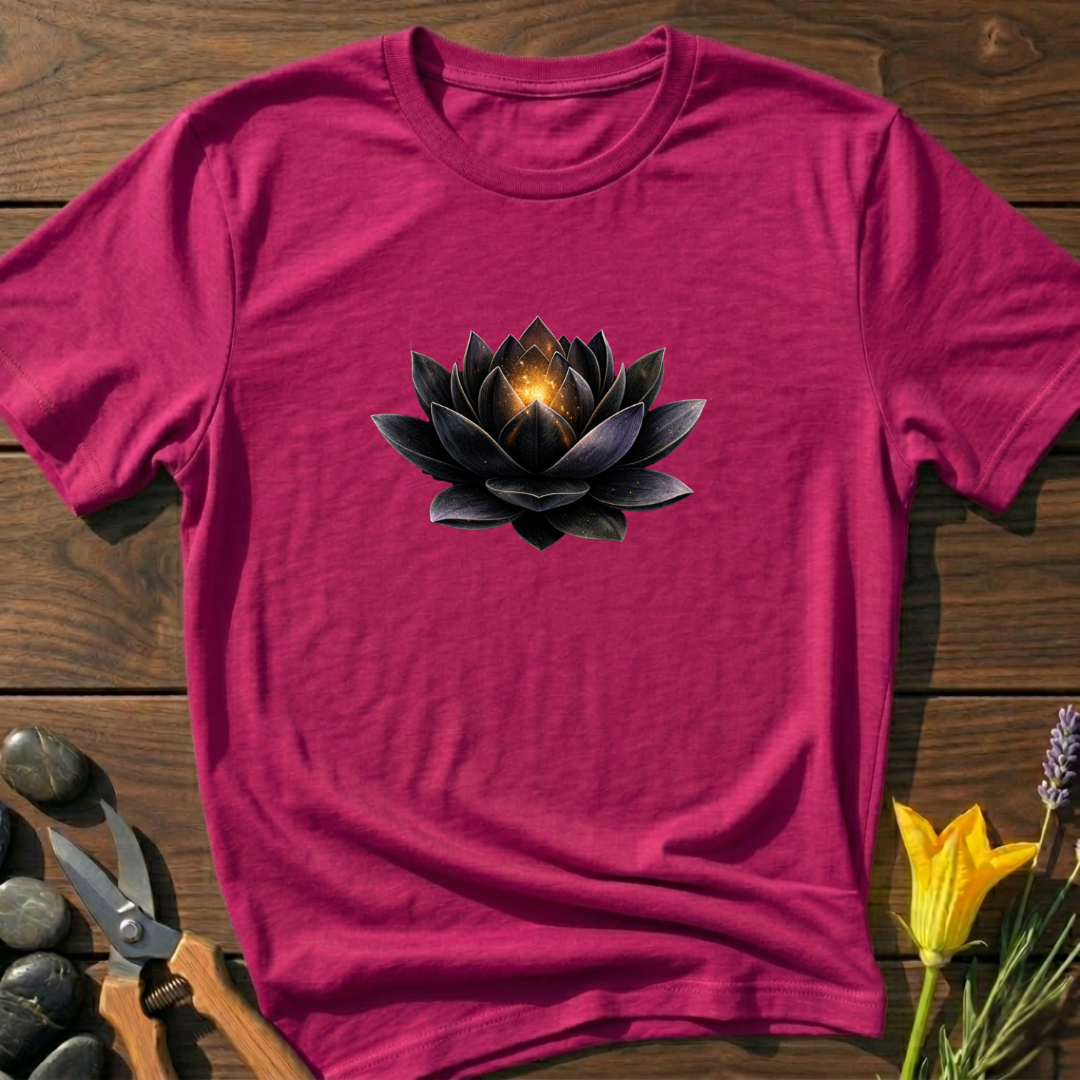 Black Lotus T-Shirt - botanical nature graphic t-shirt, minimalist design, unisex tee for Nature Lovers, Garnder, Farmer, Plant Lovers