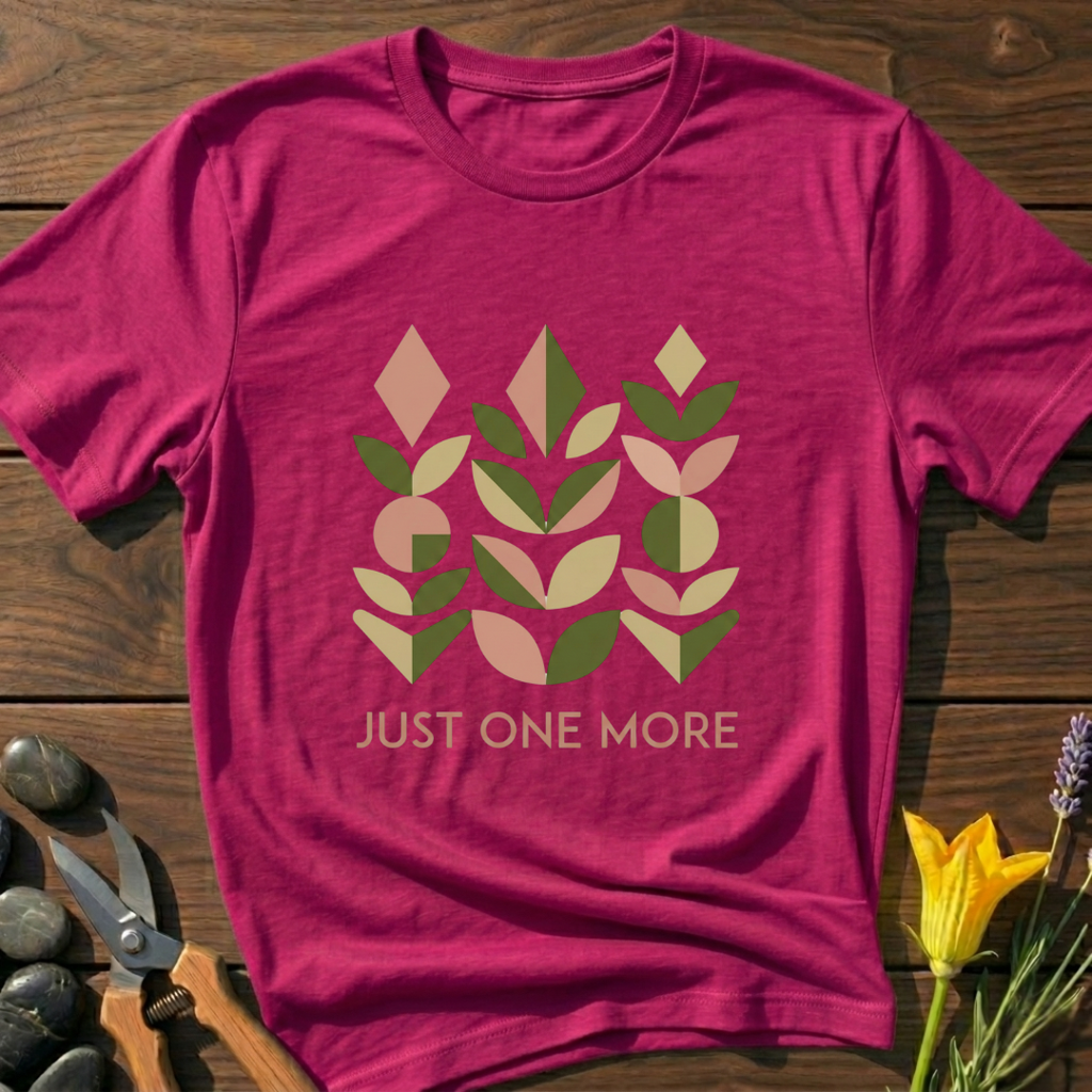 JUST oNe MORE T-Shirt - botanical nature graphic t-shirt, minimalist design, unisex tee for Nature Lovers, Garnder, Farmer, Plant Lovers