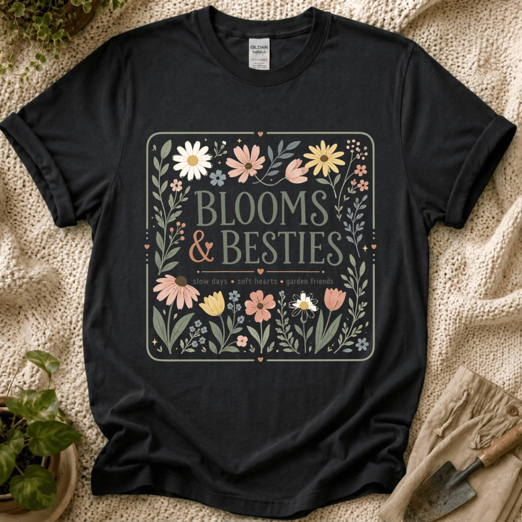 Blooms And Besties Garden T-Shirt - Zen & Zucchinis garden graphic tee